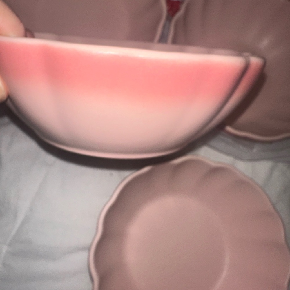 Threshold Scalloped Pink Flower Bowls - Picture 5 of 5